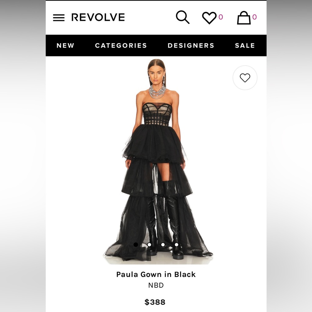 NBD Paula Gown in black XXS but runs big